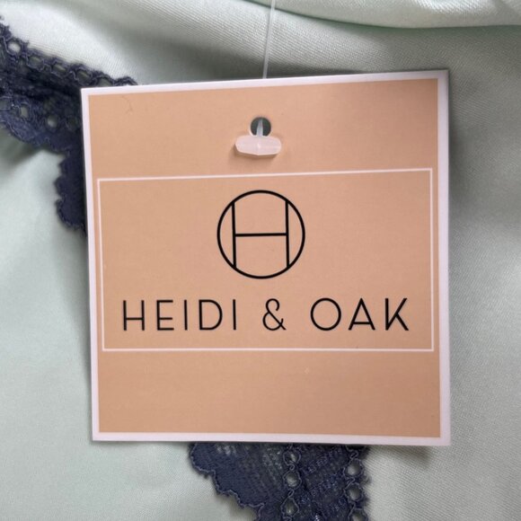 Heidi & Oak Pajama Top Womens Medium Blue New Scallop Lace Trim - Picture 9 of 9